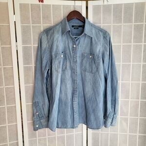 Ralph Lauren Denim Light Blue Chambray Shirt Sz L